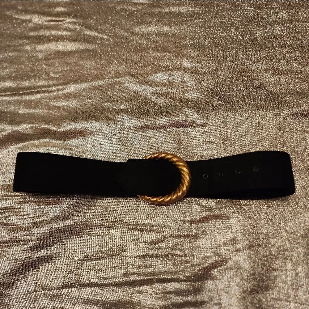 Black Belt with Twisted Gold Buckle